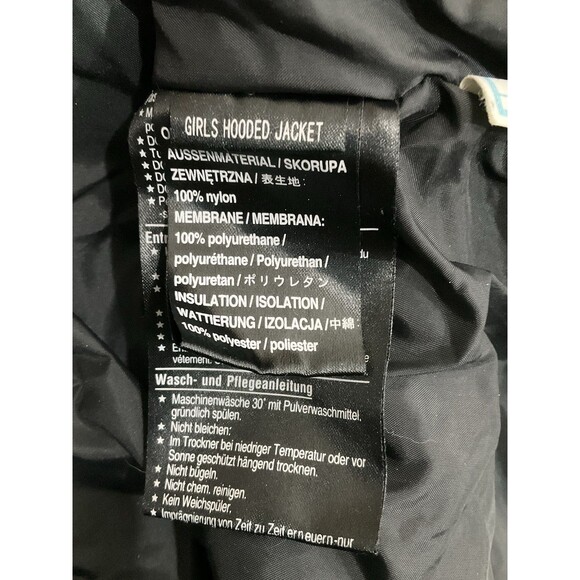 Burton Girls Striped Star Print Hooded Snowboard Ski Jacket L Green Fleece Lined - Picture 13 of 15